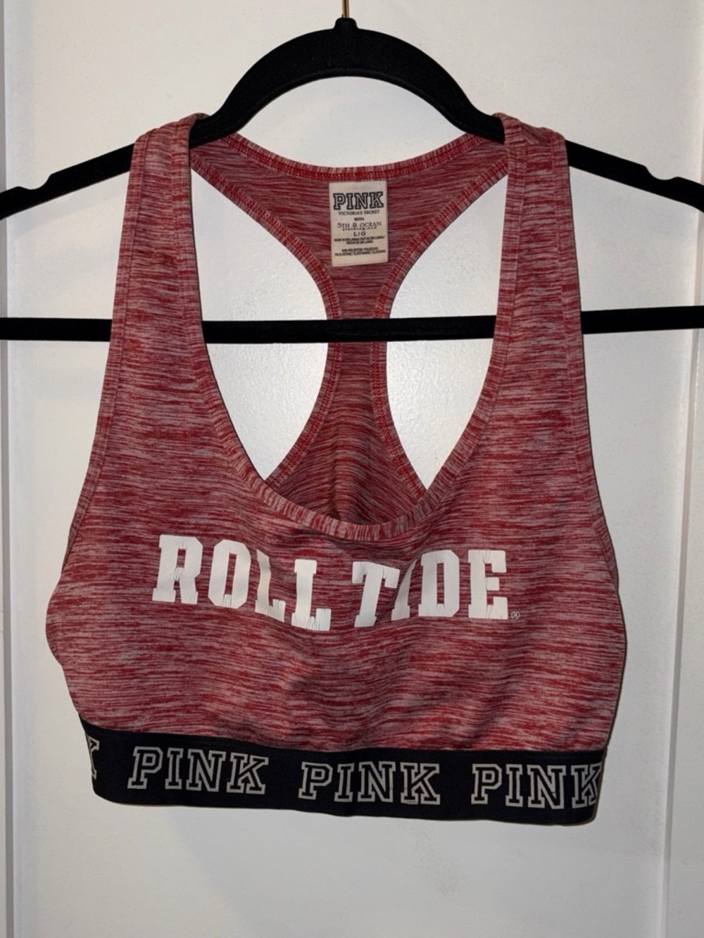 PINK Victoria's Secret Red Heather 'Roll Tide' Racerback Sports Bra